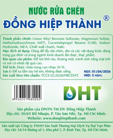 NƯỚC RỬA CHÉN ĐỒNG HIỆP THÀNH - 30 LÍT
